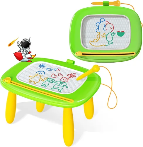 Miniatura 12 de Kikidex Juguetes para niños pequeños de 1 a 3 años, tablero magnético resistente, reutilizable, sin ensuciar, juguetes educativos de aprendizaje Rosa