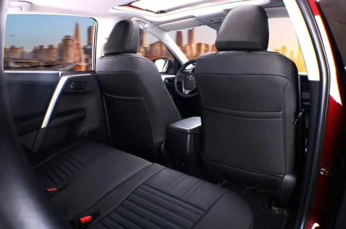 Miniatura 3 de EKR - Juego completo de fundas de asiento de cuero para automóvil de ajuste personalizado (color negro)
