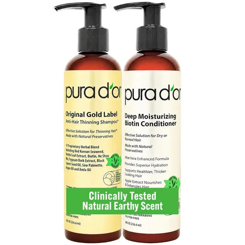 PURA D'OR Champú y acondicionador de biotina antiadelgazamiento, resultados efectivos probados clínicamente, productos espesantes de mezcla de