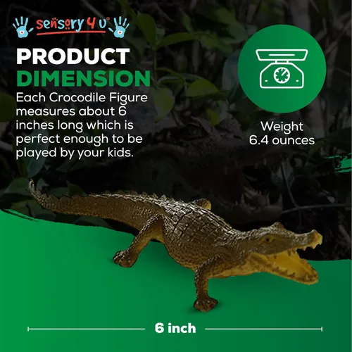 Miniatura 2 de SENSORY4U Juguetes de cocodrilo, 16 figuras de acción de cocodrilo de 6 pulgadas, juguete de cazador de cocodrilos, figuras de animales para Surtido