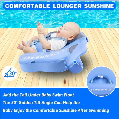 Miniatura 6 de Mambobaby Flotador de natación para bebé con toldo y cola, flotador de piscina infantil no inflable, flotador de natación para niños pequeños