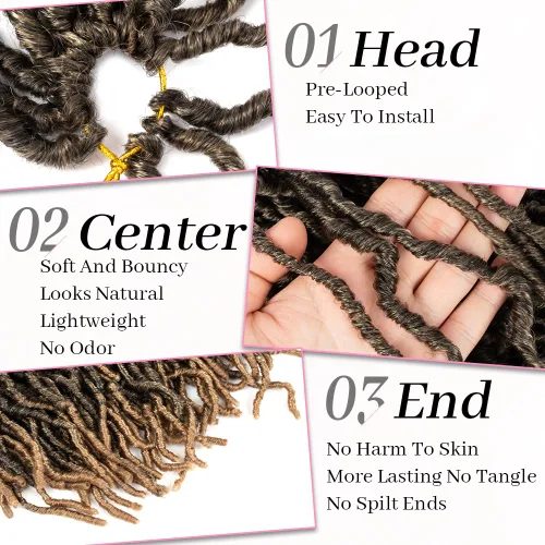 Miniatura 3 de Umylar - Paquetes de 7 rastas sintéticas de ganchillo de 24 pulgadas / 61 cm., extensiones de rastas suaves de diosa, cabello sintético de ganchillo