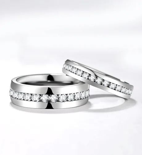 Miniatura 2 de TIGRADE - Anillo de compromiso de titanio de 532 y 1554de pulgada (4-6 mm) con circonita cúbica anillo de bodas talla 3 a 13
