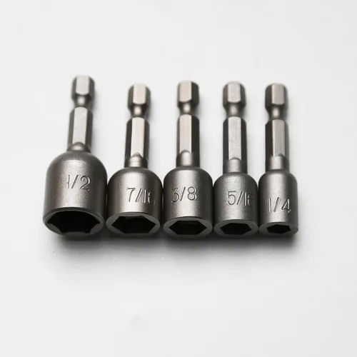 Miniatura 2 de TMAX Juego de 5 piezas de destornilladores magnéticos de acero S2 listo para impactos: 1/4 pulgadas, 5/16 pulgadas, 3/8 pulgadas, 7/16 pulgadas, 1/2