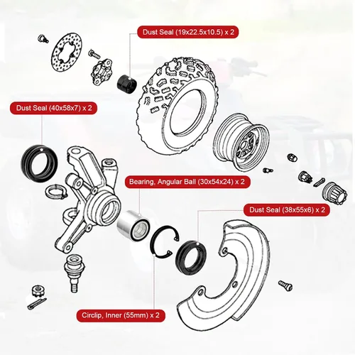 Miniatura 4 de Rodamientos y sellos de rueda delantera para Honda Foreman 500 400 450 Rincon 650 680 Rubicon 500
