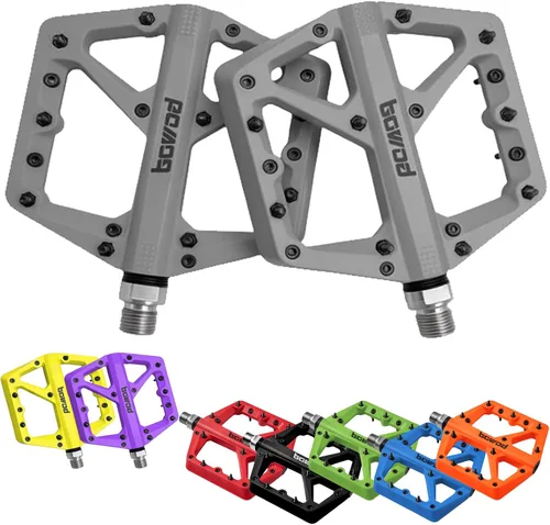 Miniatura 11 de Pedales MTB, pedales grandes para bicicleta de montaña, pedales de plataforma de bicicleta compuestos de fibra de nailon ligero, pedales de agarre