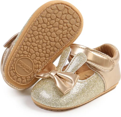 myppgg Zapatos planos Mary Jane para bebé niña, con lazo brillante, vestido de princesa, zapatos de cuna antideslizantes para niños pequeños que
