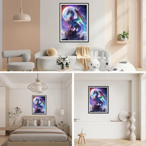 Miniatura 3 de SENQAO Kits de arte de diamantes de dragón para adultos – Kits de arte de diamantes 5D para bricolaje, pinturas de puntos de diamante con diamantes