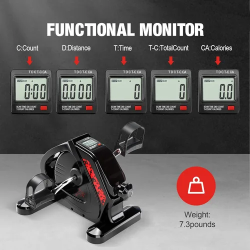 Miniatura 3 de Ejercitador de pedal mejorado, volante de metal resistente para debajo del escritorio, bicicleta con pantalla LCD, mini bicicletas estacionarias