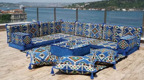 Miniatura 2 de arabicsofa Juego de sofás árabes tradicionales en forma de L - Sofás seccionales marroquíes - Asientos Majlis orientales para sala de estar