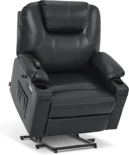Miniatura 13 de MCombo Sillón reclinable eléctrico con capacidad de elevación, masaje y calor para ancianos, 3 posiciones, 2 bolsillos laterales y portavasos