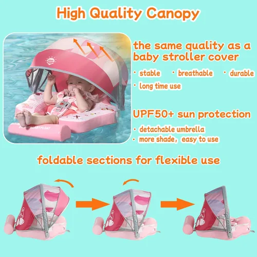 Miniatura 4 de Mambobaby Flotador para añadir cola sin volteo, flotador de natación para bebé, flotador de espuma de perlas, flotadores de agua sólida, entrenador