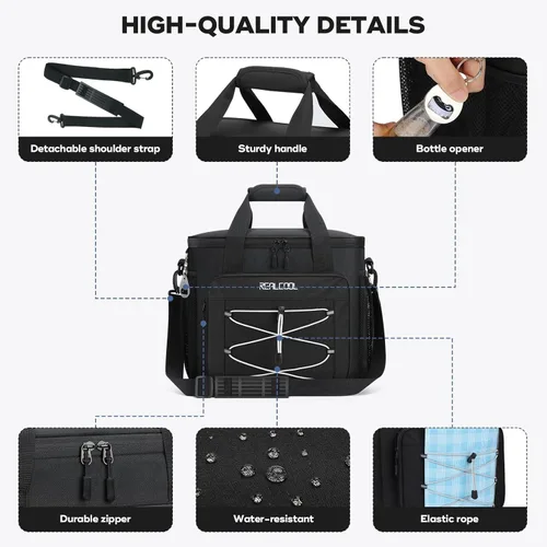 Miniatura 6 de RealCool Bolsa térmica suave de 35/45 latas, hielera plegable aislada a prueba de fugas, lonchera grande para hombres y mujeres, enfriador de lados