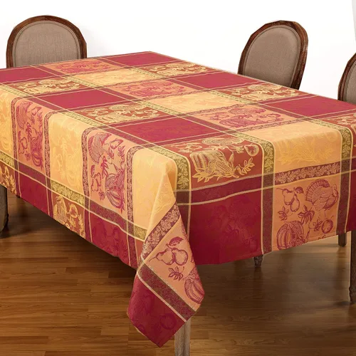 Miniatura 2 de Mantel de cena con diseño jacquard de Acción de Gracias en colores otoñales naranjas, 72 x 120 pulgadas, rectangular