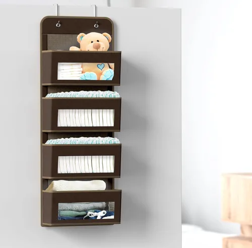 Miniatura 6 de Simple Houseware Organizador con 4 bolsillos con ventana transparente para colgar sobre la puerta del armario, para dormitorio, baño, despensa