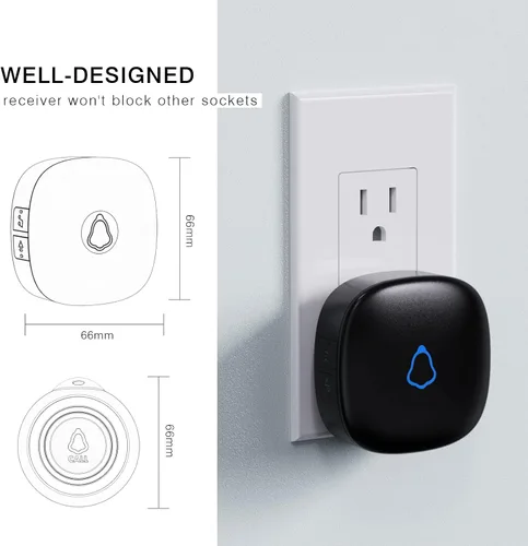 Miniatura 6 de Localizador de cuidador, botón de llamada inalámbrico para personas mayores/ancianos en casa, 1 botón SOS + 1 receptor sistema de alerta médica