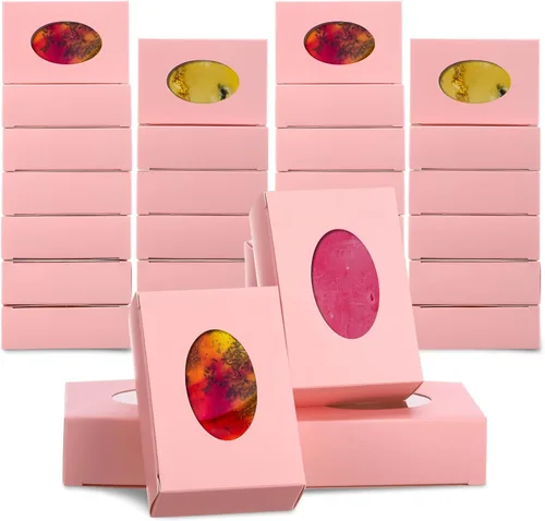 Miniatura 9 de TaoBary 100 Cajas de Jabón para Caseros, Cajas Pequeñas de Papel para Embalaje de Regalo de 3 x 3 x 1.2 Pulgadas con Ventana, Envoltorios de Regalo