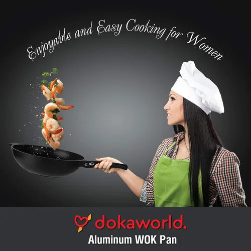 Miniatura 7 de Wok antiadherente de aluminio de 12 pulgadas, compatible con inducción, ligero