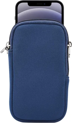 Funda de neopreno de tamaño pequeño para teléfono celular, con cremallera y correa para el cuello para iPhone 17, 16, 16e, 15 15 Pro iPhone 14 14