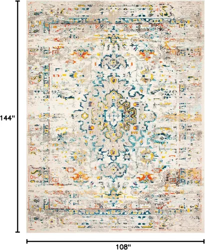 Miniatura 2 de SAFAVIEH Madison Collection - Alfombra decorativa de 2 pies 2 pulgadas x 4 pies, color verde y turquesa, diseño envejecido, no desprende pelusa