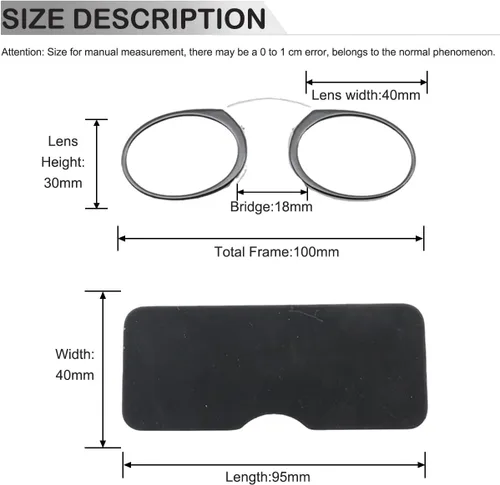 Miniatura 3 de Mini anteojos de lectura sin brazos para hombres y mujeres, delgados con clip en la nariz, con estuche portátil pequeño