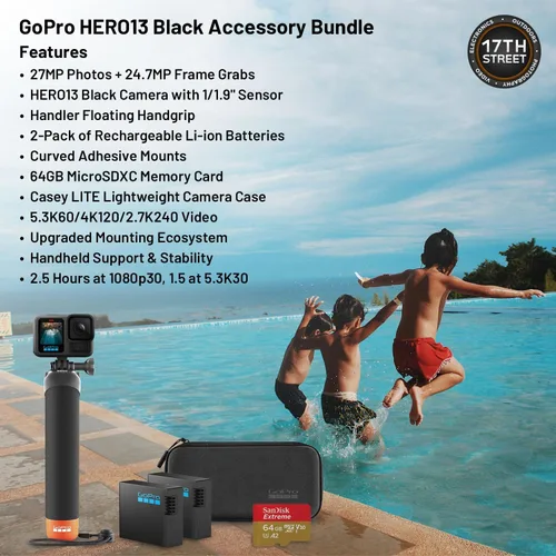 Miniatura 3 de GoPro Hero13 Black - Cámara de acción impermeable negra de 27 MP - Paquete de accesorios especiales Video Ultra HD 5.3K60 con empuñadura, 2