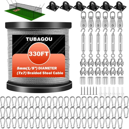 Miniatura 9 de Kit de montaje de marco de jaula de bateo de acero inoxidable 304 – Kit de tensión de alambre de red de jaula de bateo ideal para túneles de béisbol