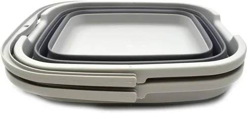 Miniatura 2 de SAMMART Cesta rectangular plegable y práctica/cubo (15L rectangular, gris oscuro (juego de 2))