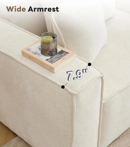 Miniatura 4 de WILLOVE Juego de sofá modular modular, sofá nube de felpilla con reposabrazos anchos y 8 almohadas, sofás de asiento profundo para sala de estar, 4