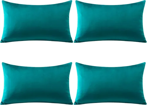 Miniatura 6 de OTOSTAR Juego de 4 fundas de almohada decorativas de terciopelo suave, fundas de cojín lumbares sólidas, fundas de cojín lujosas para sofá