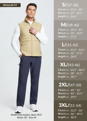 Miniatura 6 de BALEAF Chaleco acolchado ligero para hombre, chaleco sin mangas acolchado de invierno, resistente al agua, forro polar cálido