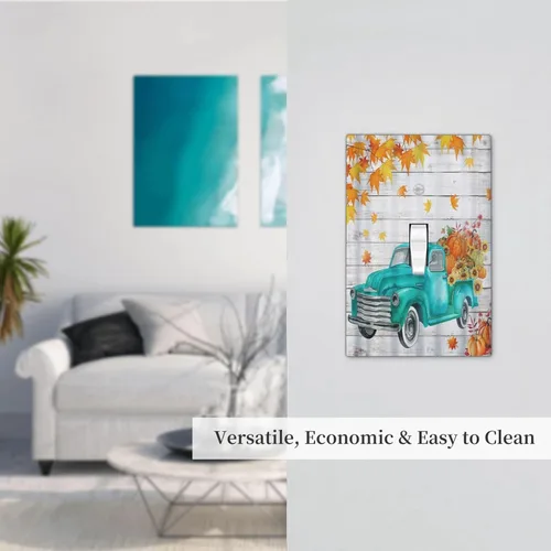 Miniatura 7 de Placas de pared vintage de otoño y otoño con una sola palanca, hojas de camión, textura de tablón, cubierta de interruptor de luz de 1 pandilla