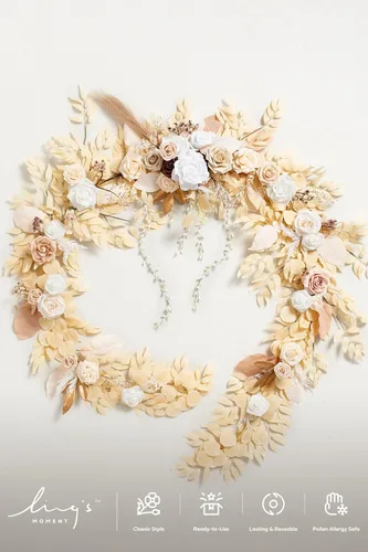 Miniatura 5 de Ling's Moment Guirnalda de Flores de 9 Pies para Decoraciones de Telón de Fondo - Flores de Arco de Boda, Eucalipto y Rosa, Guirnalda Floral Blanco
