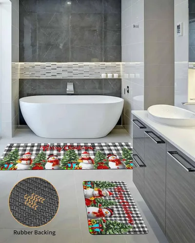 Miniatura 5 de Tapete de baño de Navidad con muñeco de nieve para bañera, antideslizante, de secado rápido y absorbente, con tierra de diatomeas, para fregadero