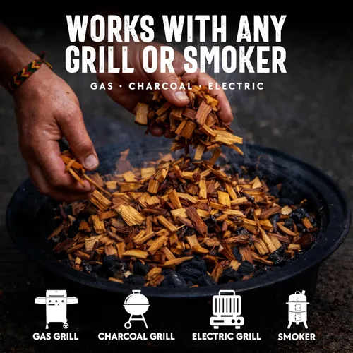 Miniatura 4 de Mr Bar-B-Q Chips de Madera de Cerezo para Ahumar, Virutas de Madera 100% Natural para Ahumadores, Funciona con Ahumador, Gas, Parrilla Eléctrica