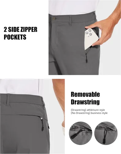 Miniatura 2 de SPECIALMAGIC Pantalones de golf para hombre, elásticos, ajustados, ligeros, con bolsillos con cremallera