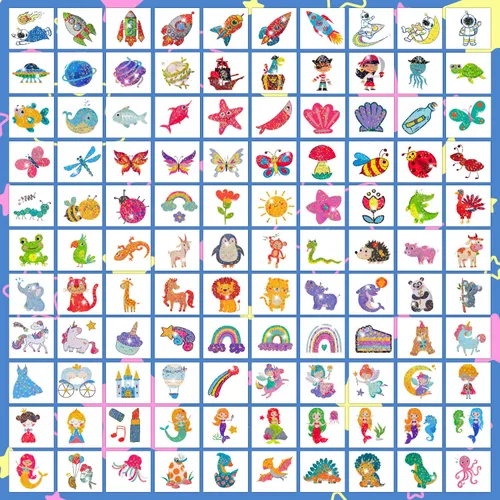 Miniatura 4 de Partywind 204 estilos de purpurina envueltas individualmente para niños, tatuajes falsos, sorpresa de cumpleaños para niños y niñas, suministros