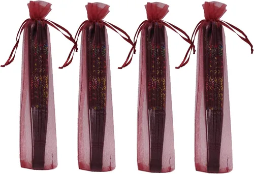 Miniatura 4 de Ankirol 100 bolsas de organza transparente de 2.4 x 10.6 pulgadas, bolsa de regalo de organza plegable con bolsas de seda con cordón para abanicos