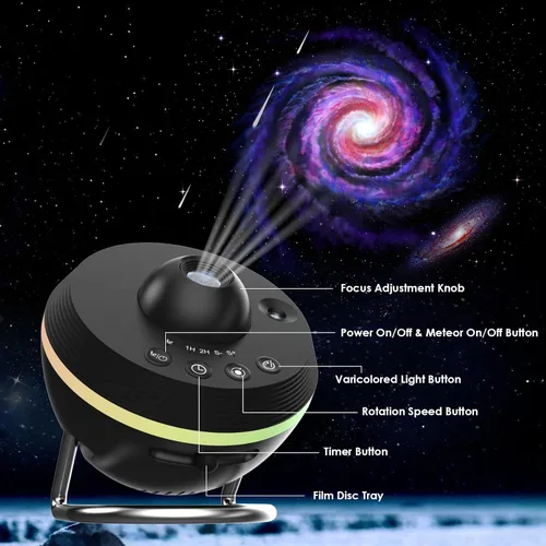 Miniatura 3 de Proyector de galaxia para dormitorio, proyector de estrellas de planetario con 13 discos Galaxy reemplazables 4K, imagen HD, gran área