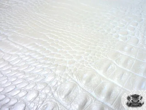 Miniatura 6 de Faux/tela de cuero falsa blanca de la perla del cocodrilo del cocodrilo del vinilo por la yarda