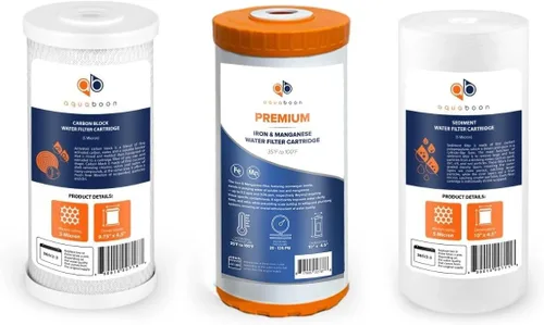 Miniatura 7 de Aquaboon Cartrige de reducción de cloro de 5 micrones, 10 x 4.5 de carbono, y 2 filtros de agua de reducción de sedimentos, repuesto para filtro