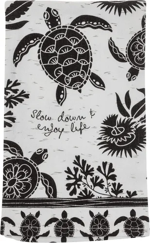 Miniatura 11 de Karma Gifts - Toalla de té bohemia en blanco y negro, algodón, elefante, 18 x 22 pulgadas