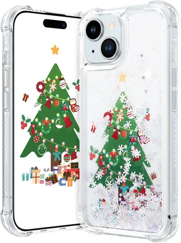 Miniatura 19 de Maxdara Funda de Navidad para iPhone 11, diseño de muñeco de nieve con purpurina líquida brillante cubierta bonita para niñas y niños, 6.1 pulgadas