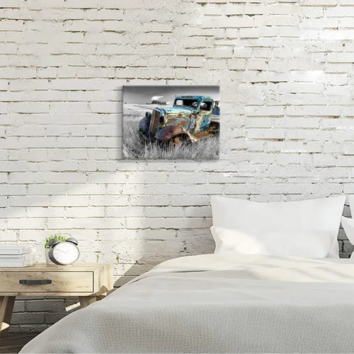 Miniatura 3 de Lienzo decorativo para pared de automóvil oxidado: cuadros de camiones viejos impresos en lienzo para dormitorio