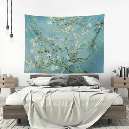 Miniatura 5 de Chitteri Vincent van gogh - Tapiz colgante de flores de almendra, 60 x 45 pulgadas, arte de pared de poliéster para decoración del hogar