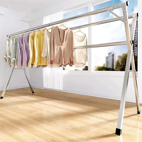 Miniatura 7 de Percheros de secado de ropa, acero inoxidable resistente con 20 ganchos resistentes al viento para el balcón interior o exterior, longitud ajustable