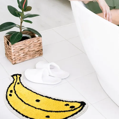 Miniatura 4 de FROZZUR Alfombra de baño de plátano, tapetes de baño para baño, bonita alfombra de bañera amarilla en forma de fruta, alfombra de baño de Navidad