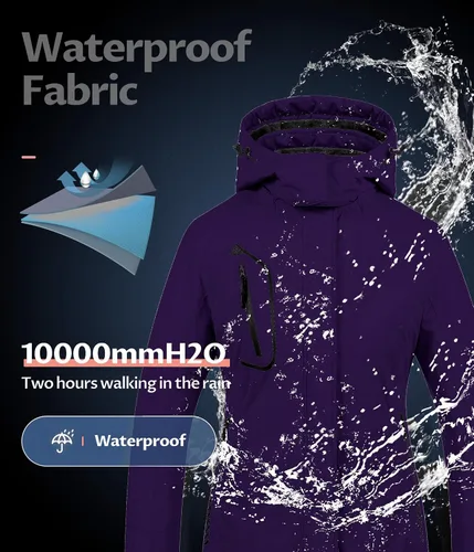 Miniatura 3 de CREATMO US Chaqueta de esquí impermeable de montaña para mujer, resistente al viento, chaqueta de snowboard cálida para invierno