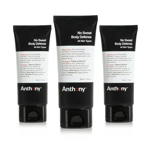 Anthony No Sweat Body Defense - Desodorante para hombres, loción de crema a polvo antirozaduras y antipicazón para ingle, muslos y axilas, sin