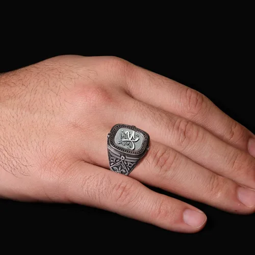Miniatura 6 de Islamic Mohammed Ring, Islamic Signet Ring for Men, Bismillah Ring, Silver Islamic Ring, Gold Coated Islamic Jewelry, Islamic Gift for Man